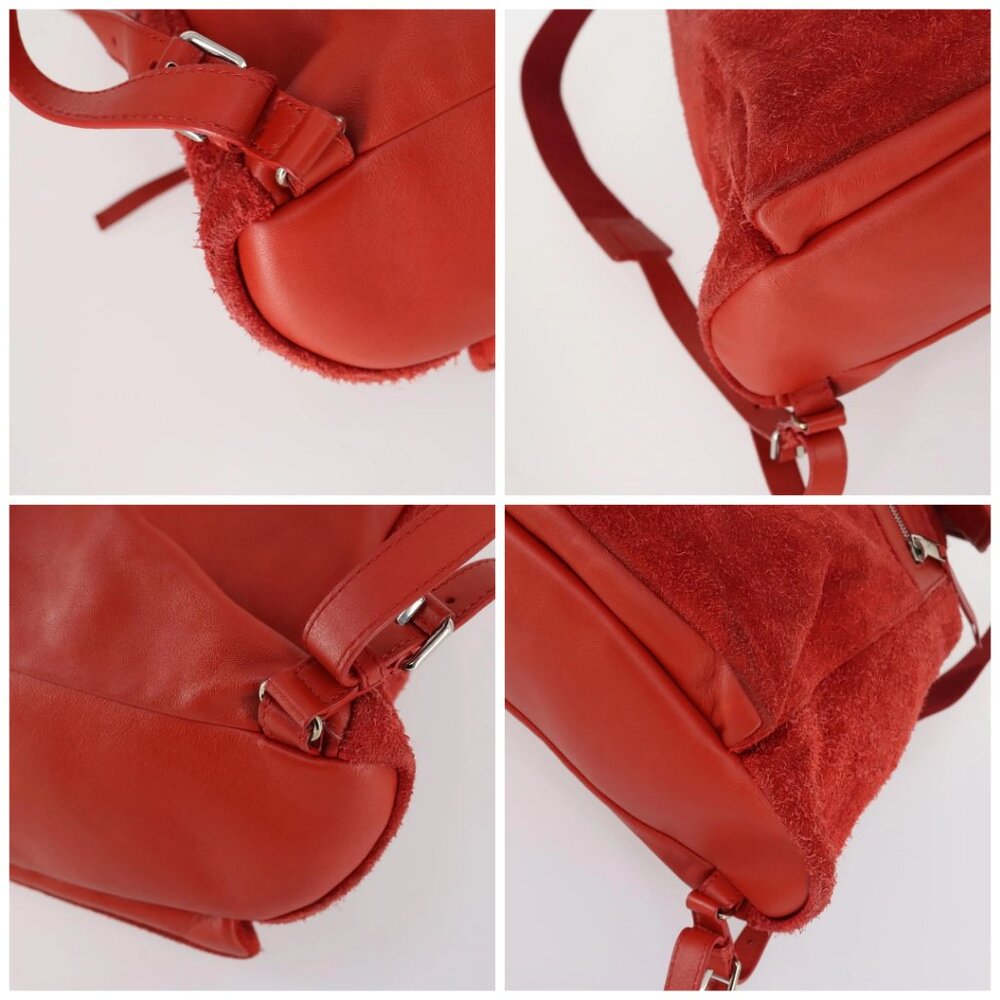 BALENCIAGA Backpack Suede Red Silver Auth bs29626 - Picture 14 of 16